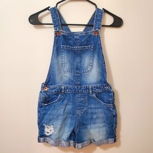 Kids Cute Medium-Wash Denim Overalls (Size 10)